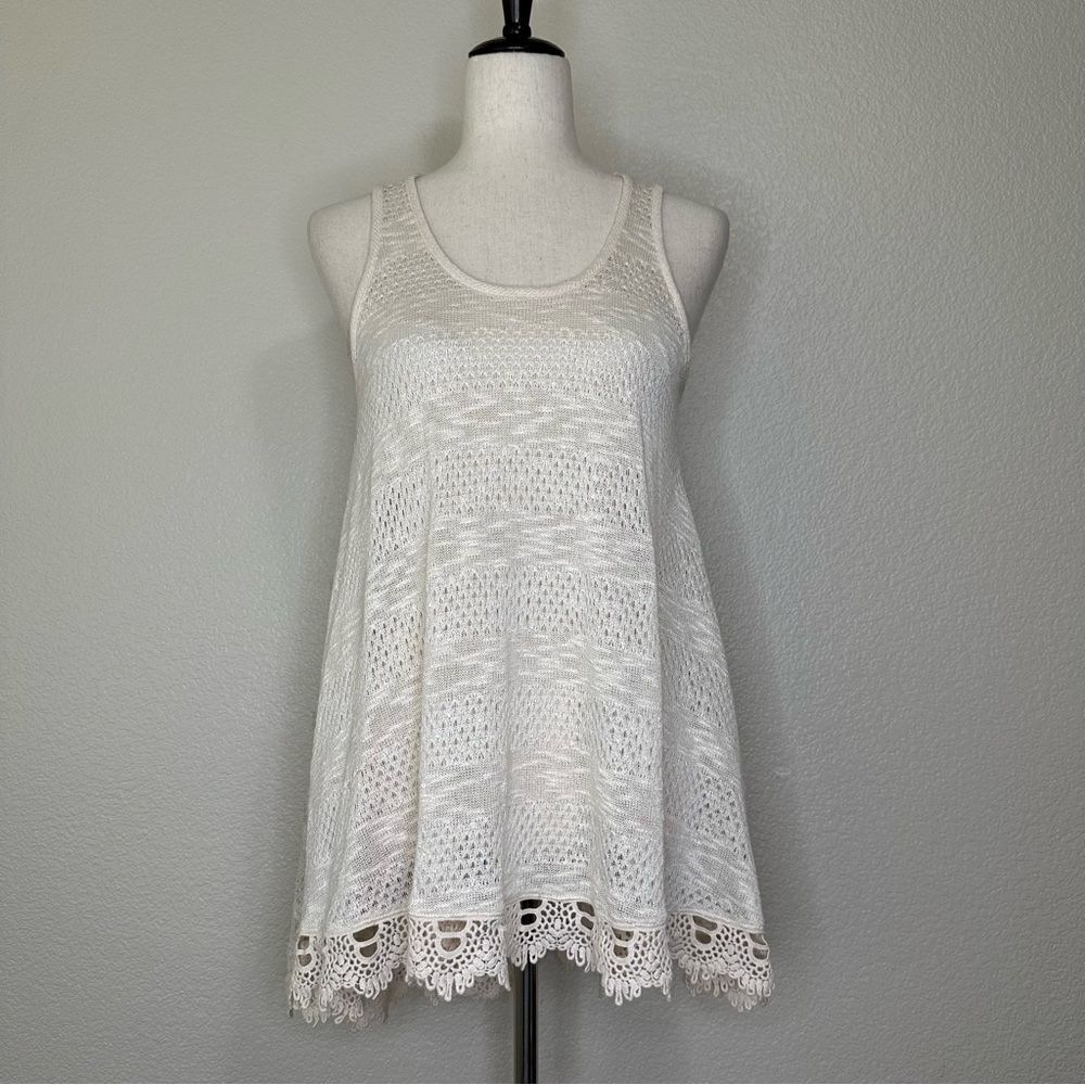 Chloe K Off White Lace Crochet Sleeveless Dress, Sz Medium